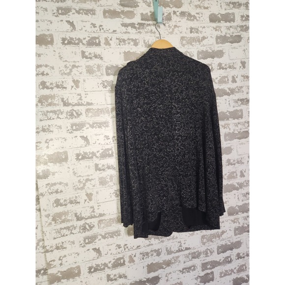 Vikki Vi Cardigan Jacket Size 2X Black Abstract Slinky Knit Textured Layering - Picture 7 of 16